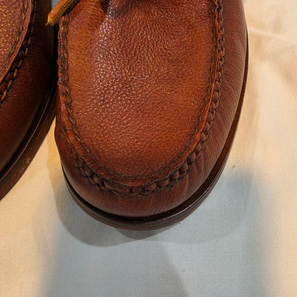 Cole Haan Boat Shoes Men 7.5 M Brown Excellent Pebbled Leather C13875 Moc Toe